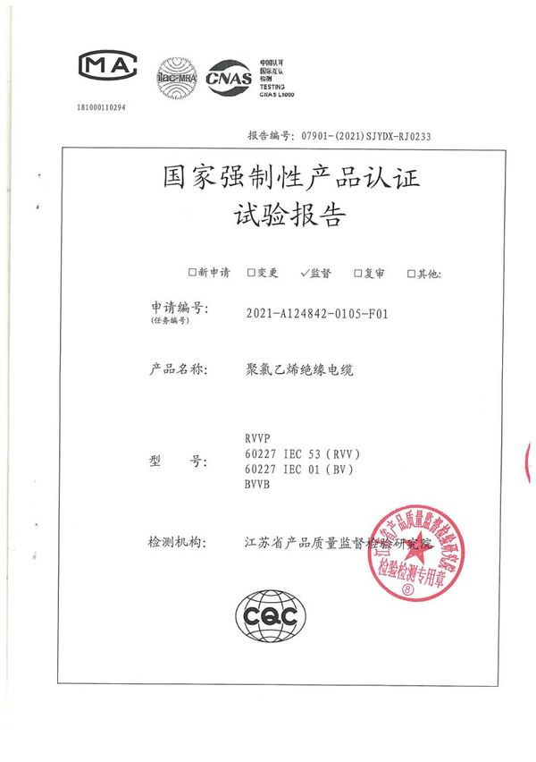 BV 6國家強(qiáng)制性產(chǎn)品認(rèn)證試驗(yàn)報(bào)告